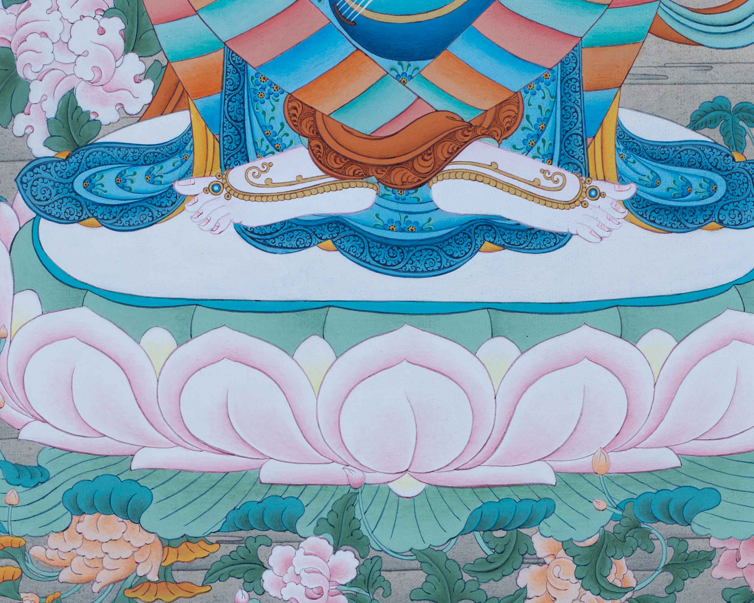 Tibetan Dakini Thangka For Saraswati Mantra Practice | Traditional Himalayan Thangka On Cotton Canvas