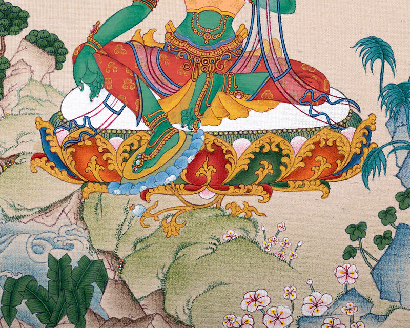 Green Tara Thangka | Tibetan Tara Thangka | Natural Stone Colors