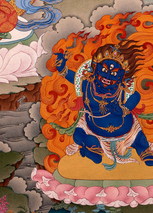 Bodhisattva Thangka | Chenrezig with Vajrapani, Manjushri and Amitabha Buddha
