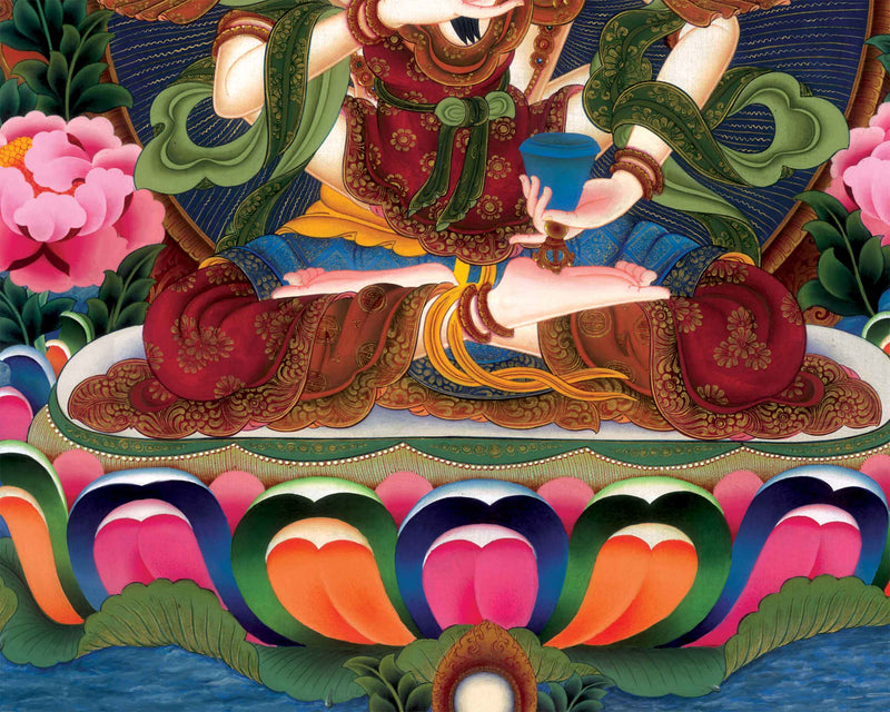 Tibetan Himalayan Vajrasattva Yab Yum Thangka Print | Buddhist Artwork