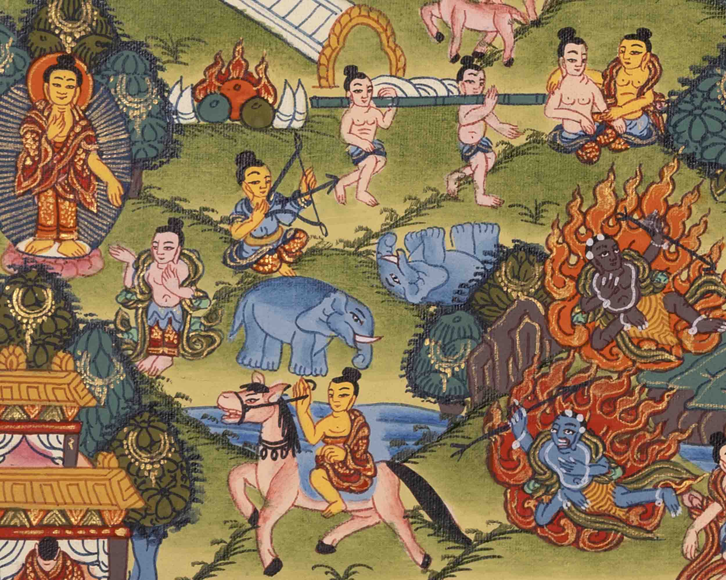 Shakyamuni Buddha Life Story | Tibetan Thangka | Wall Decor
