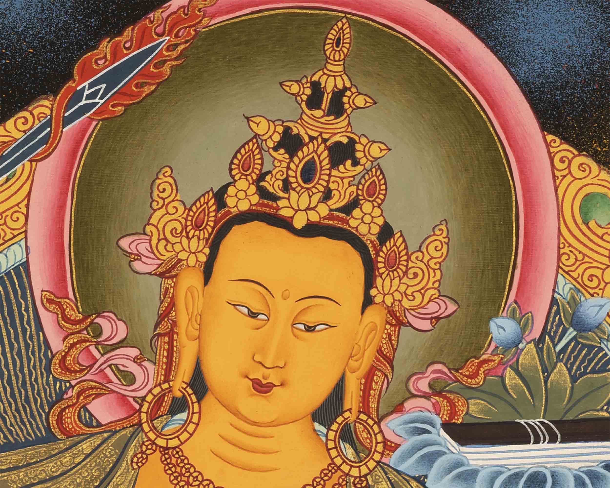 Unique Manjushree Thangka | Religious Wall Hanging Art