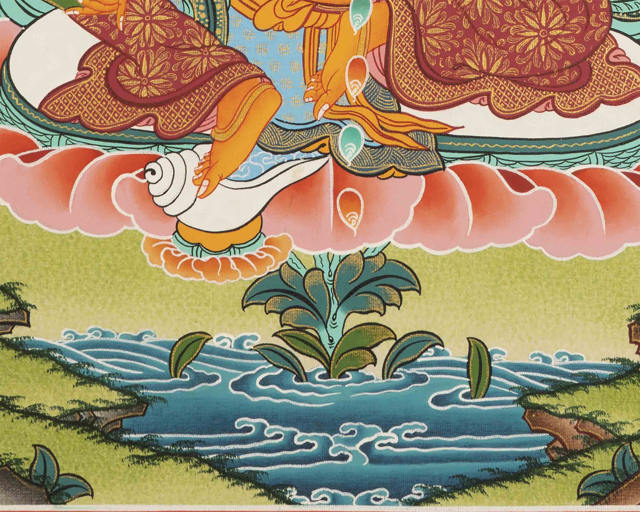 Handpainted Dzambala Kubera | Religious Thangka Art | Wall Decors