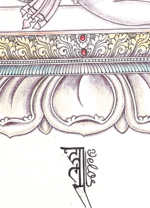 High-Quality Candle Dhale Thangka Print | Candle Stand Thangka Print for Enlightened Reflection