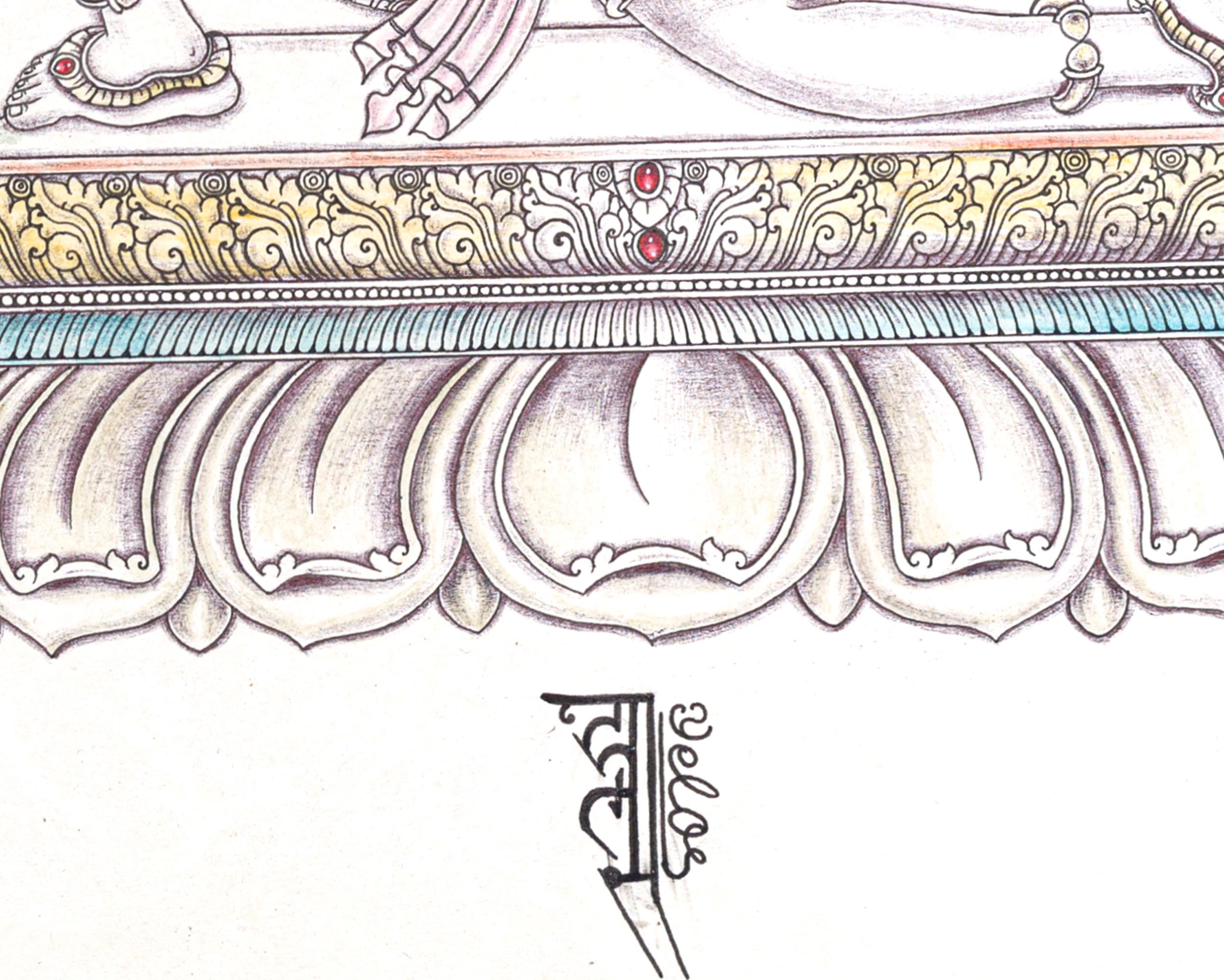High-Quality Candle Dhale Thangka Print | Candle Stand Thangka Print for Enlightened Reflection
