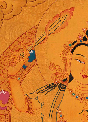 Manjushri Tibetan Thangka | Wall Decor Art