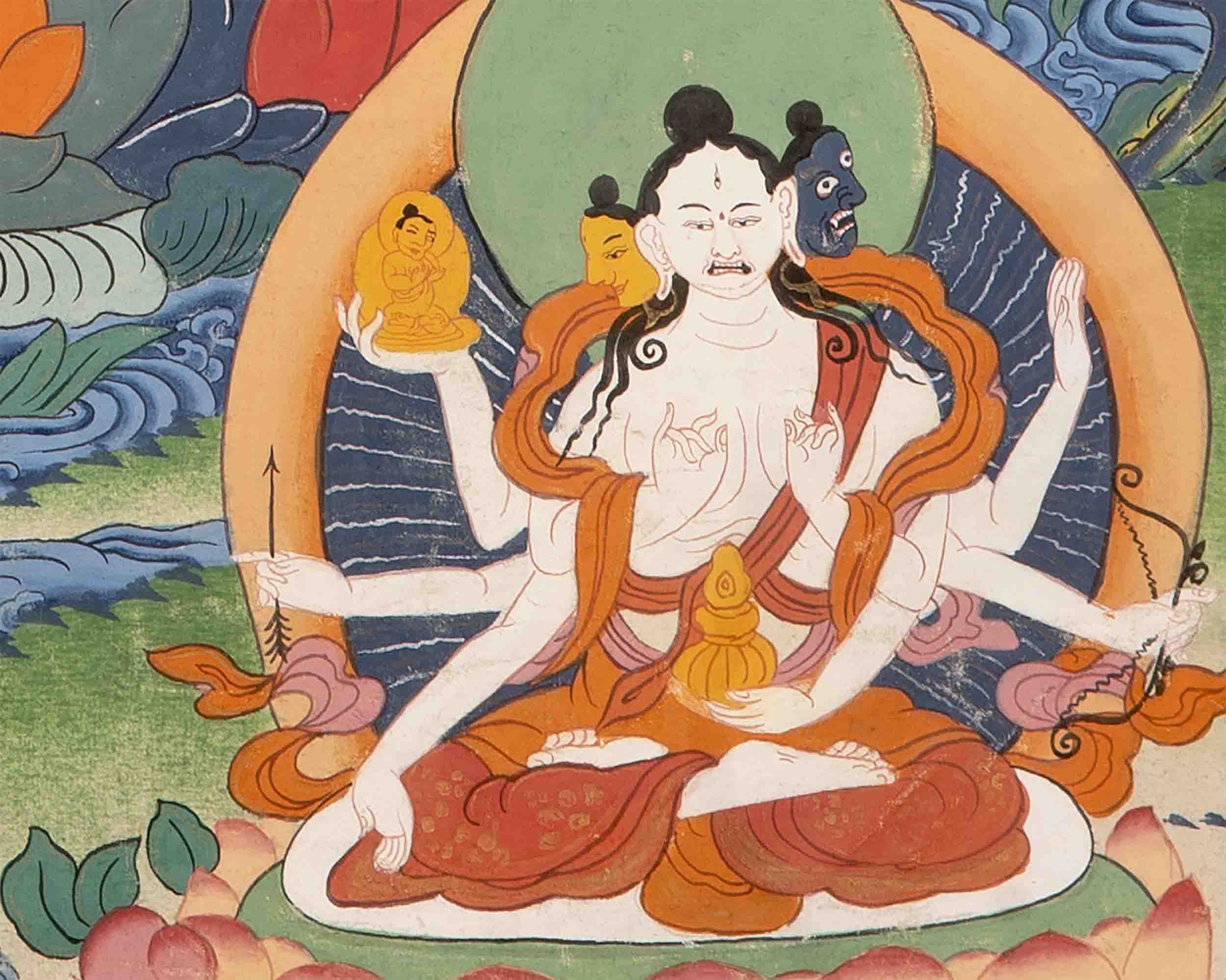 Vintage Green Tara Thangka | Hand Painted Thangka With Brocade