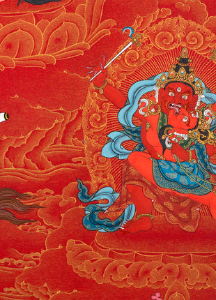 Kurukulla with Ganesh And Takiraja | Tibetan Thangka in Marthang Style