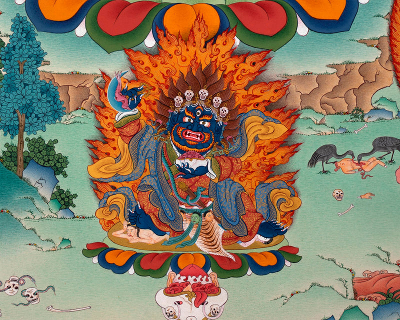 Dorje Phagmo, Vajravarahi Mandala Thangka with Four Dakini, Karma Kagyu Tradition