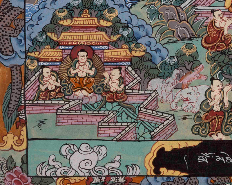 Vintage Life Story Of Buddha | Traditional Tibetan Thangka