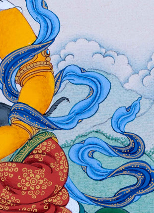 Yellow Dzambhala Thangka | Traditional Hand Painted Art