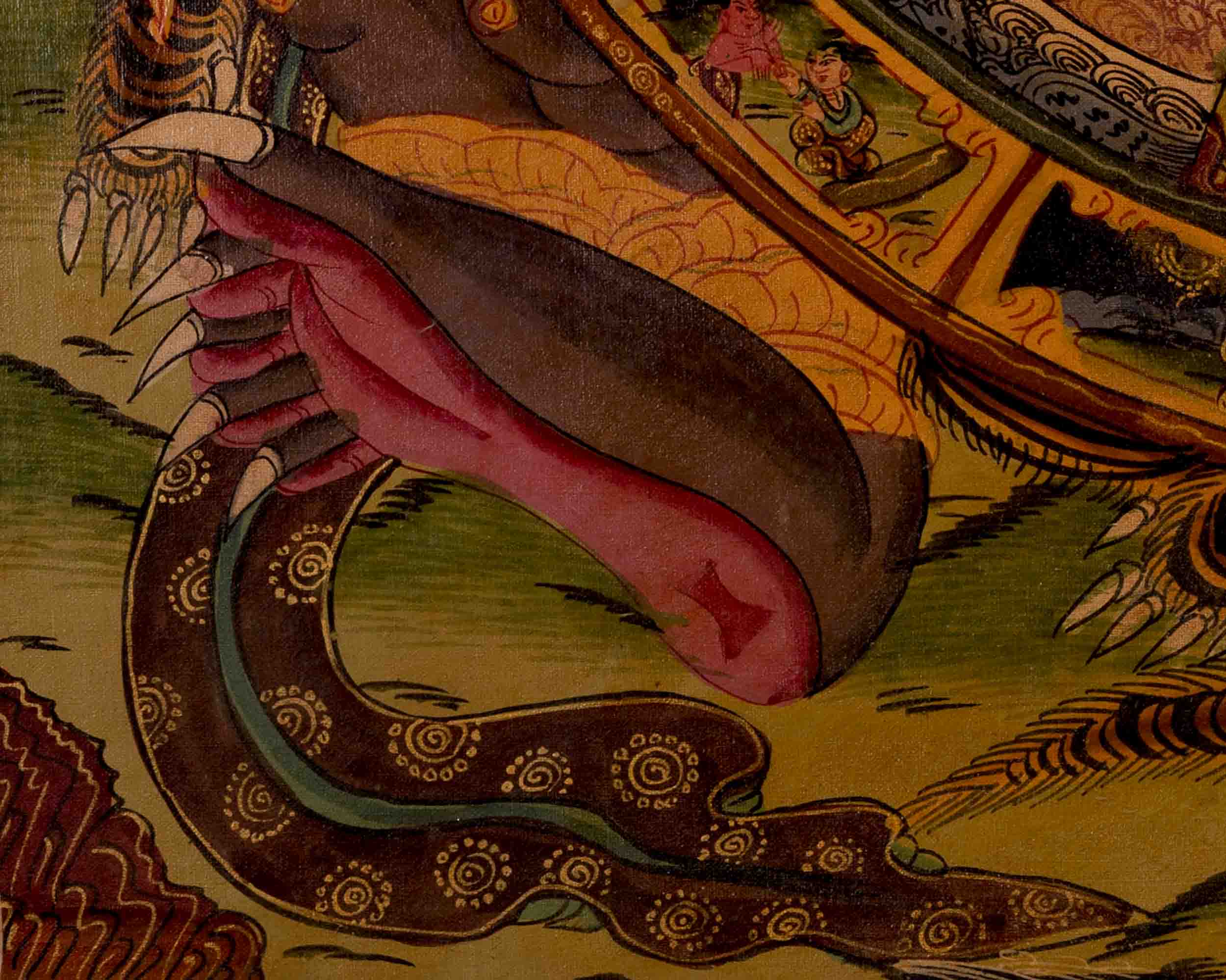 Tibetan Oil Varnished Wheel Of Life | Traditional Thangka