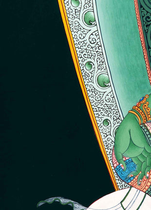 Green Tara Mother Thangka | Traditional Female Buddha Art