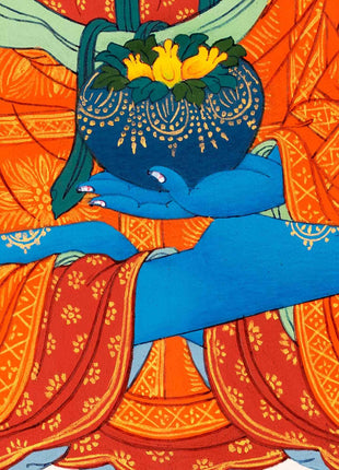 Traditionally Hand-Painted Medicine Buddha Meditation Thangka | Tibetan Art For Healing Buddha Practices