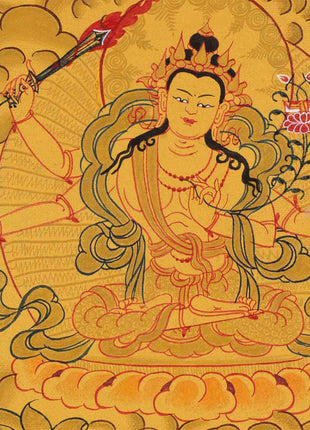 Full 24K Gold Manjushree Thangka | Bodhisattva Of Wisdom