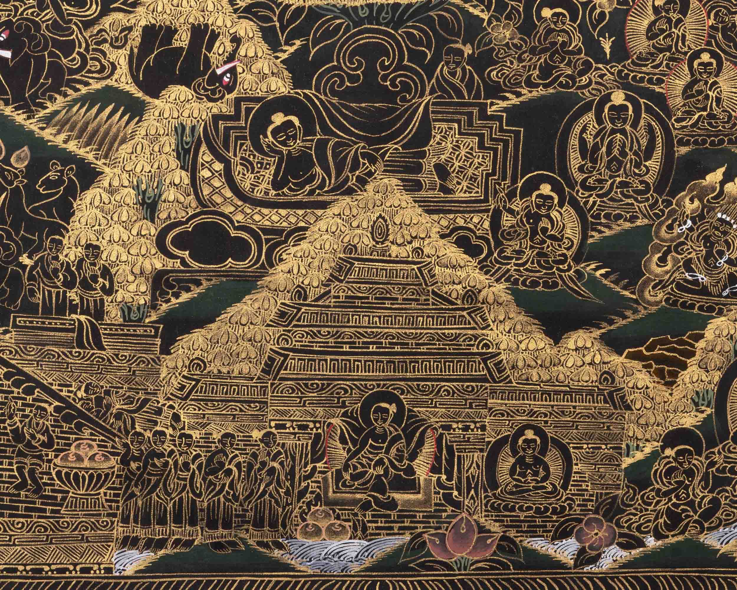 Buddha's Life Story | Traditional Tibetan Thangka | Wall Decors