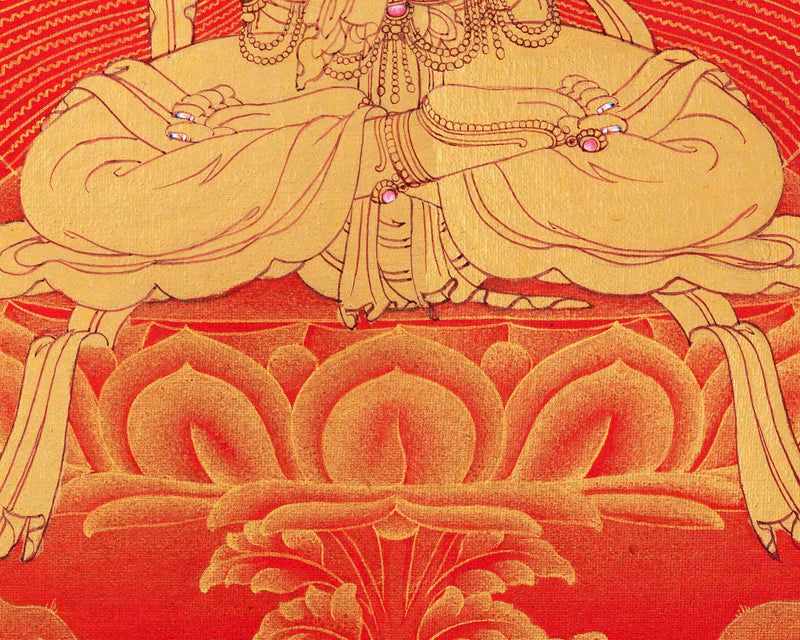 Manjushri, The Buddhist Deity Of Wisdom Thangka | Himalayan Buddhist Sacred Art For Meditation