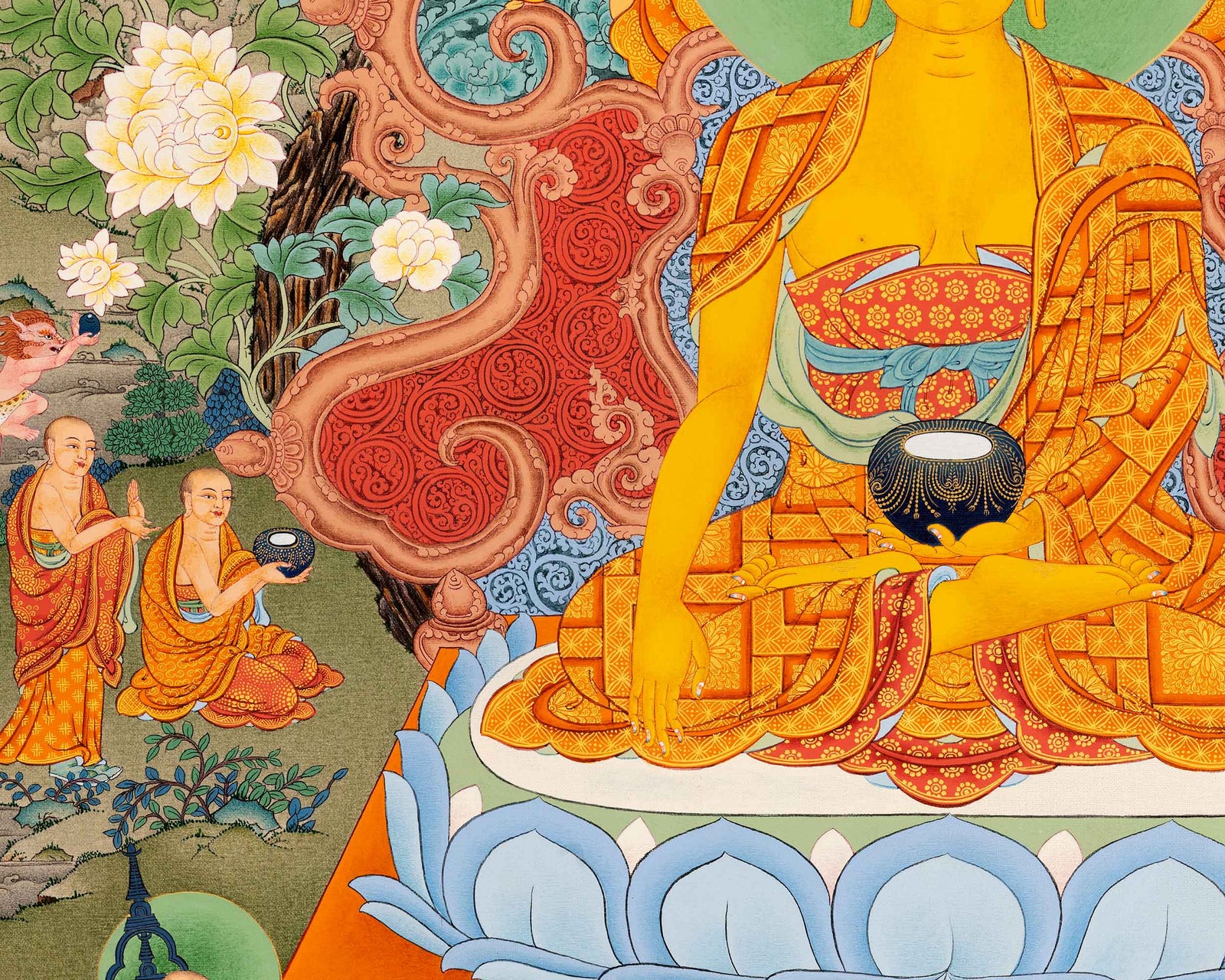 Tibetan Shakyamuni Buddha Thangka | Hand Painted Art For Meditation