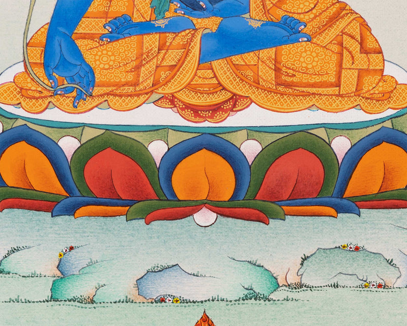 Blue Medicine Buddha Thangka | Bhaisajyaguru Tibetan Art