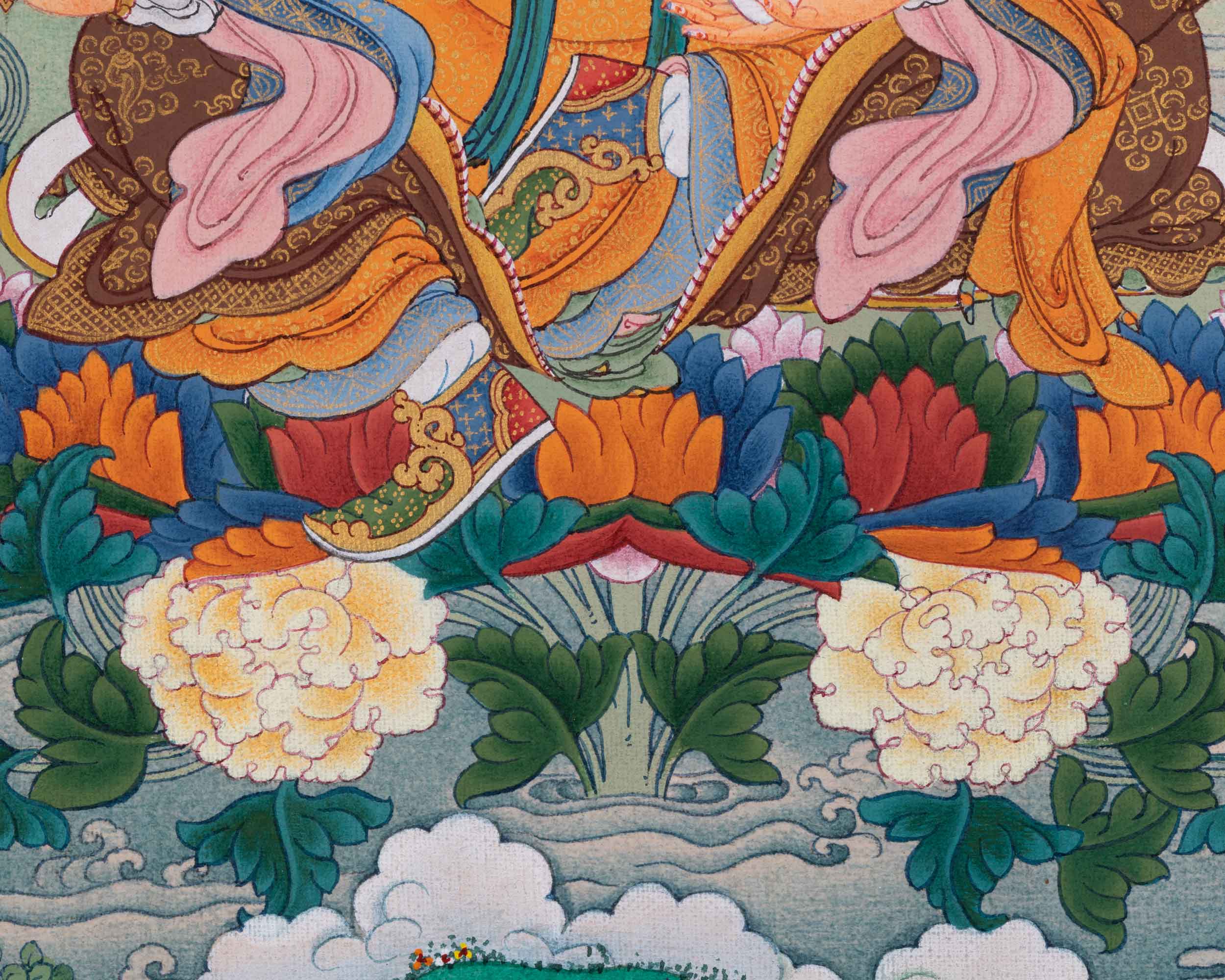 Traditionally Hand-Painted Guru Rinpoche Mantra Thangka | Tibetan Lotus Born Master Art For Prayers