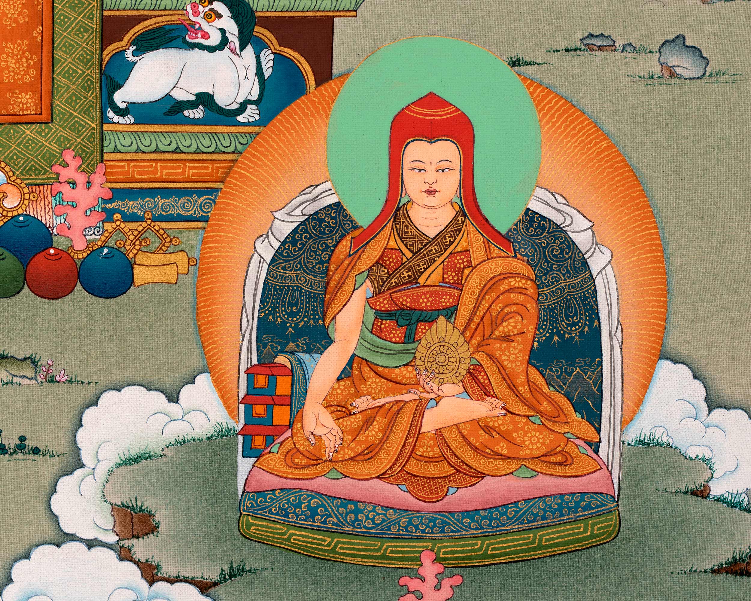 Five Sakya Masters Thangka | Traditional Sakyapa lineage Painting | Sachen Kunga Nyingpo