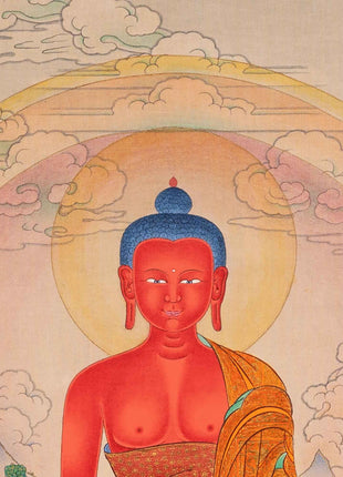Amitabha Buddha With Chenrezig and Vajrapani Thangka | Traditionally Hand-Painted Art