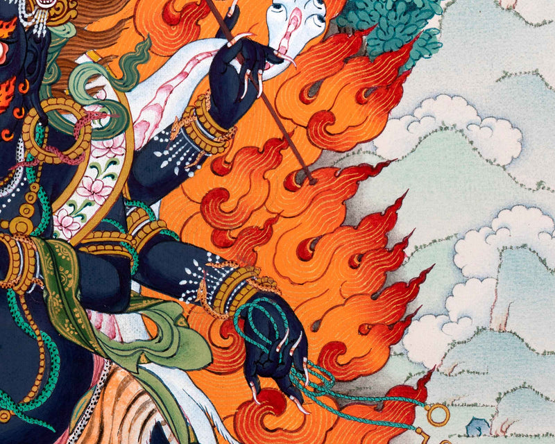 6 Armed Mahakala Buddha Thangka | Hand-Painted Tibetan Art