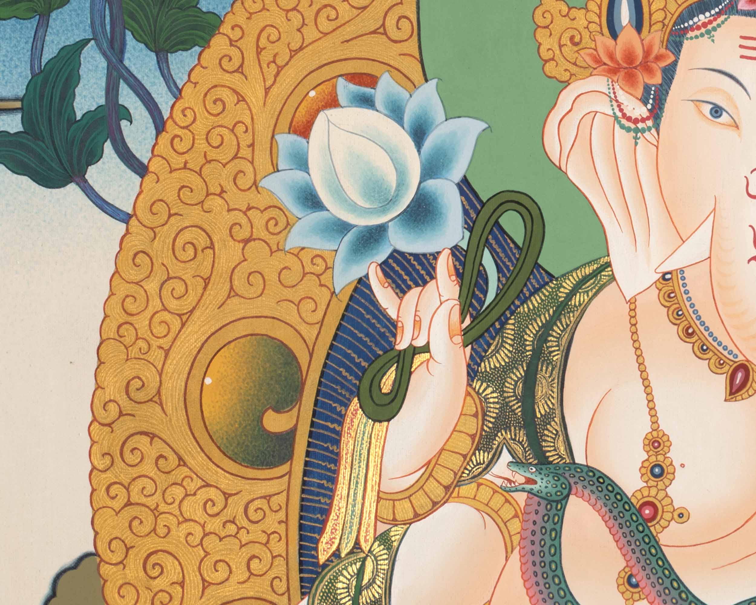 Ganesh Thangka Painting |  Hand Painted Buddhist Artwork