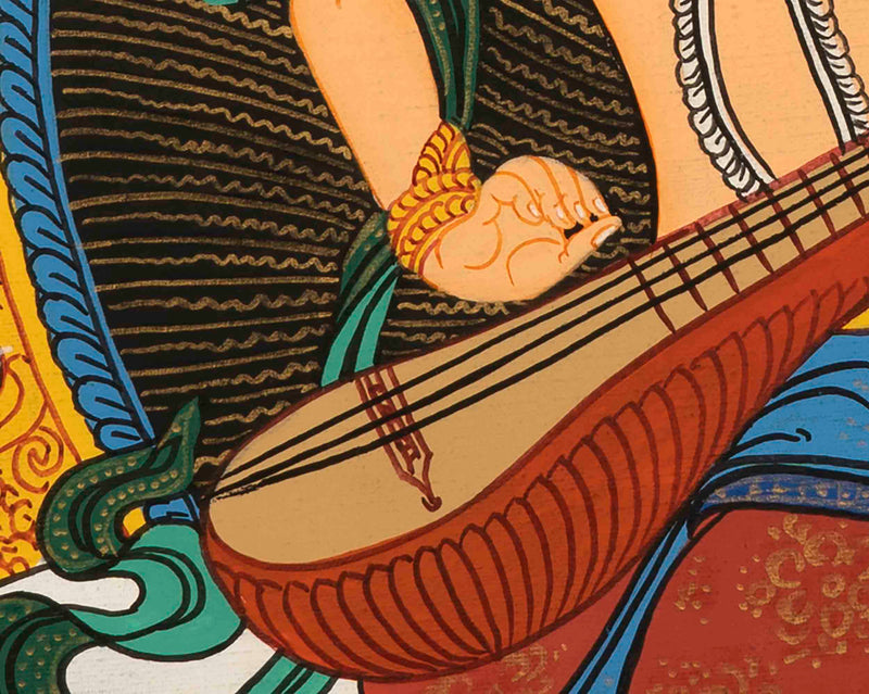 Saraswati Thangka | Lord Of Knowledge | Wall Hanging Art