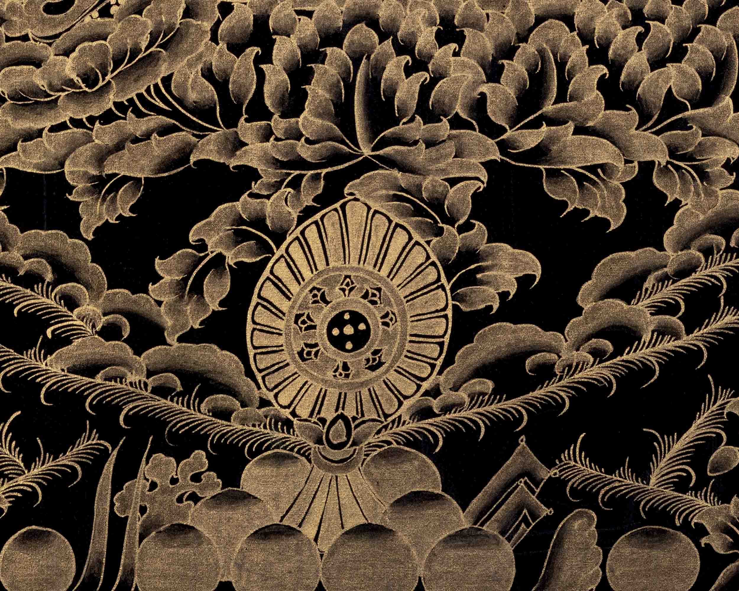 Black And Gold Style Guru Rinpoche Thangka | Art Painting