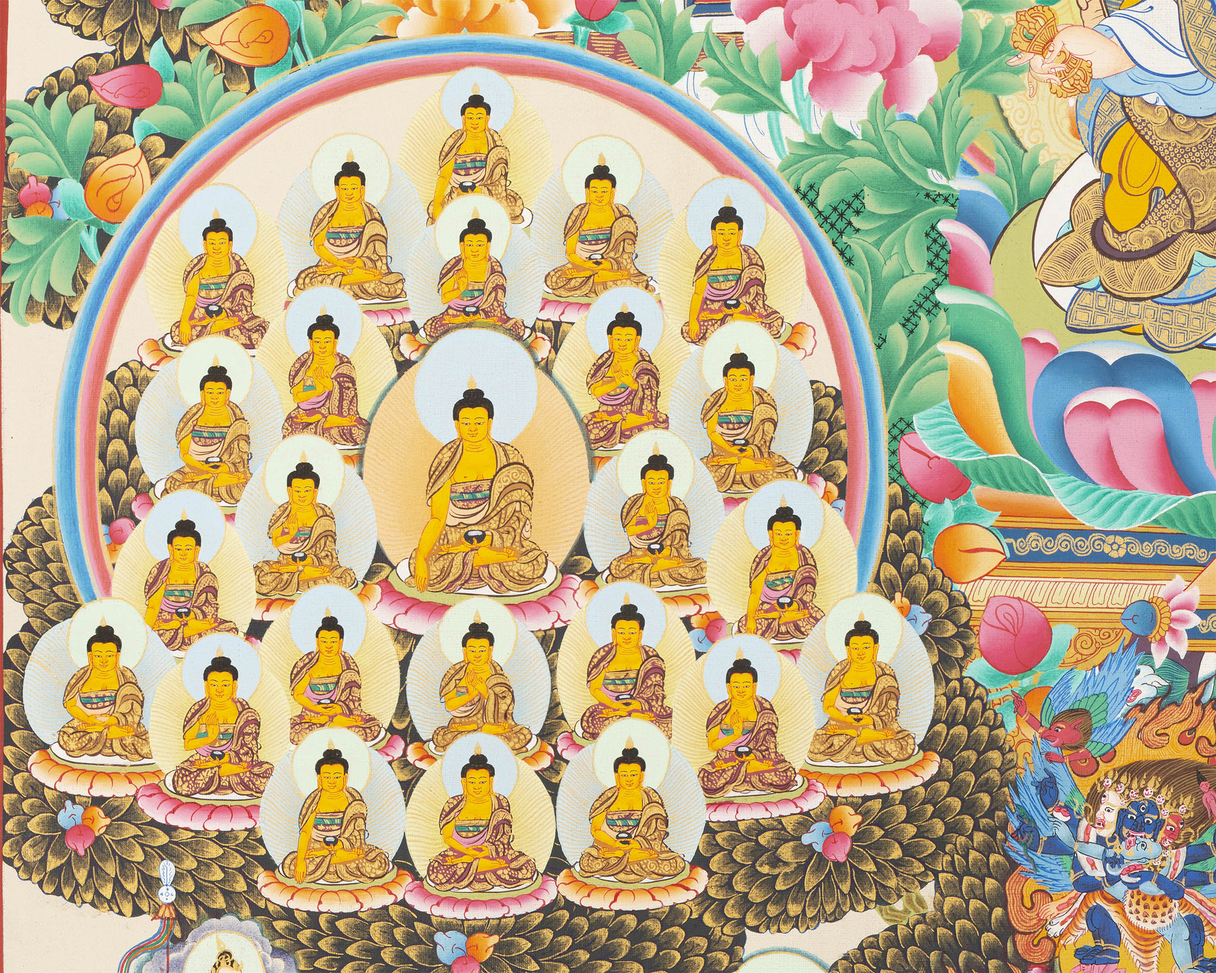 Rinpoche Refuge Tree Thangka | Hand Painted Buddhist Artwork