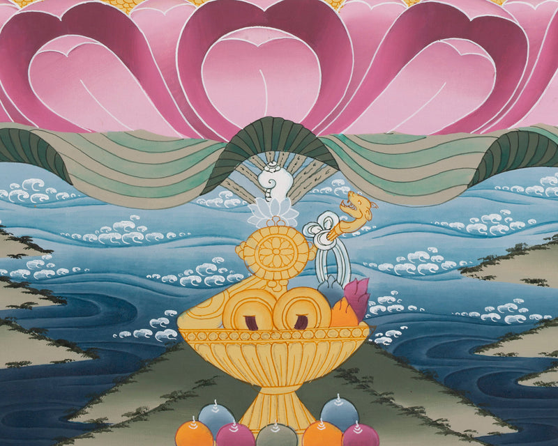 White Tara Thangka Painting | Female Bodhisattva Art | Religious Wall Art