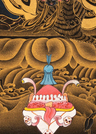 24K Gold Mahakala Bernagchen Thangka | Buddhist Tibetan Art
