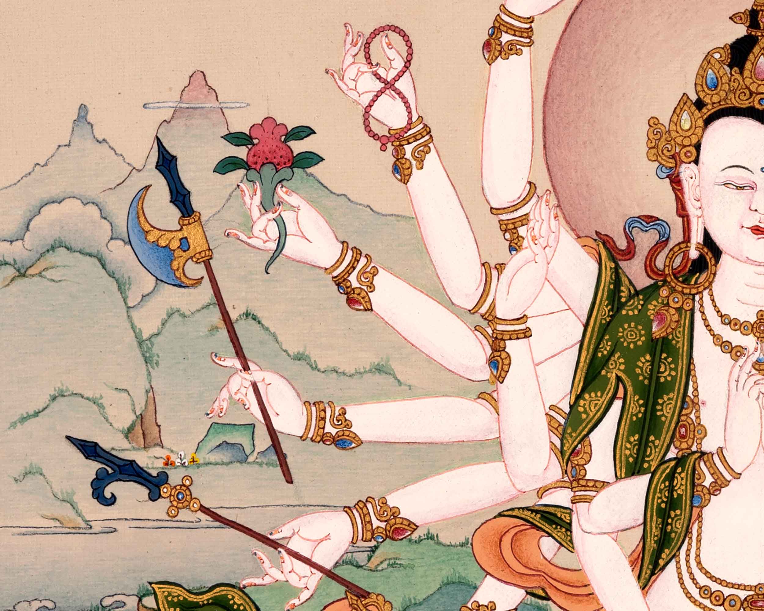 Cundi Buddha Thangka | Traditional Hand Painted Artwork