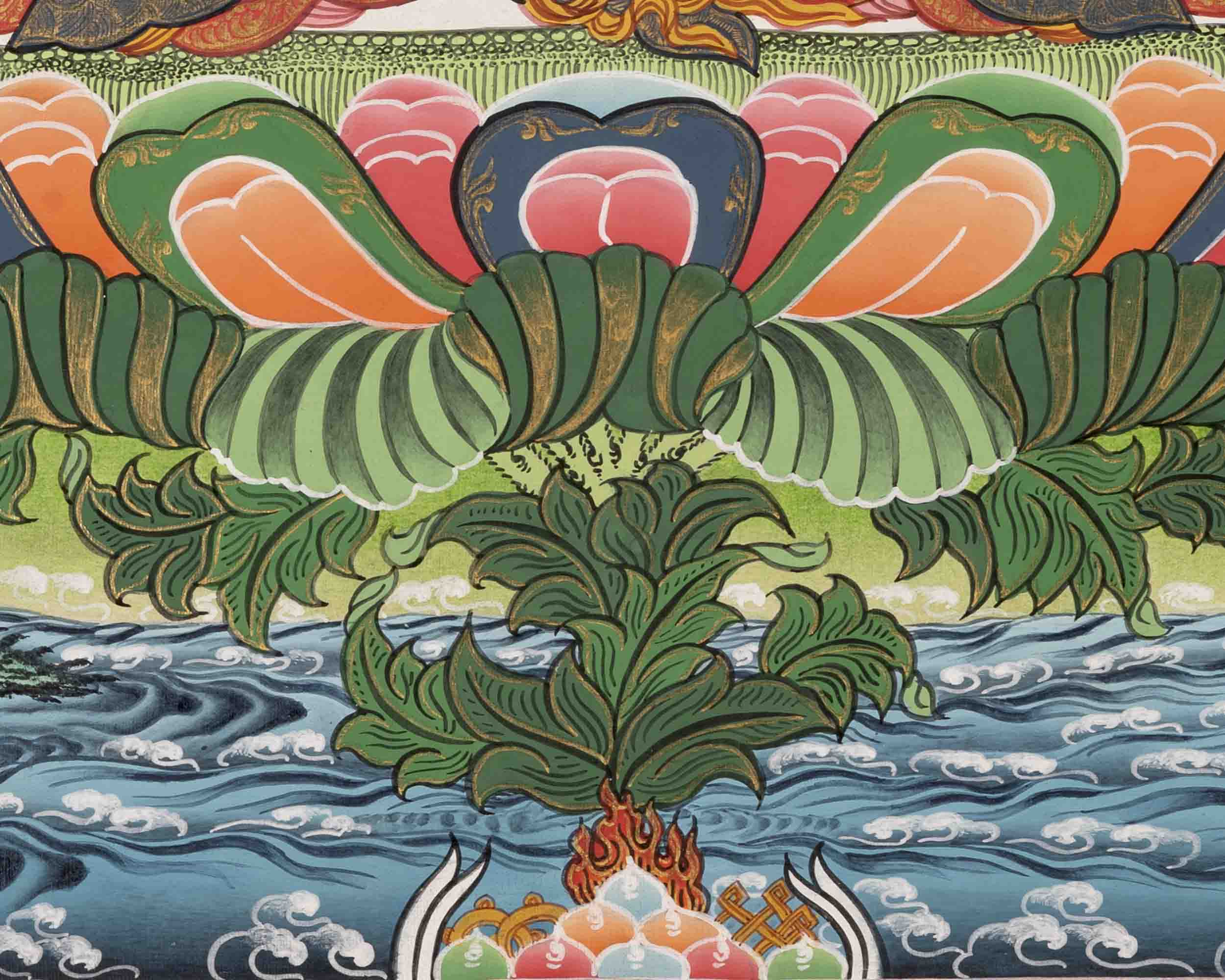 Avalokiteshvara Chengrezig | Bodhisattva Of Compassion | Traditional Tibetan Paint