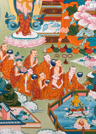 Amitabha Buddha Pure Land Thangka | Tibetan Thangka Hand painted in Enlightenment Studio
