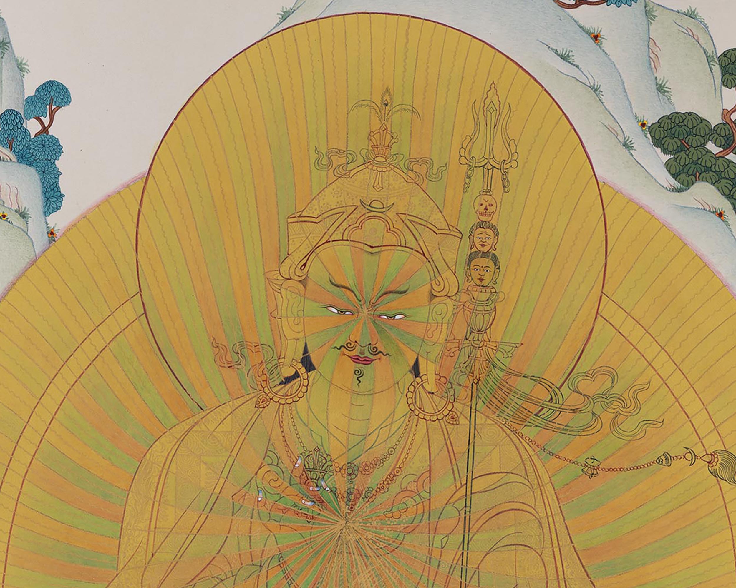 Guru Padmasambhava Rainbow Body Thangka | Enlightened Buddha