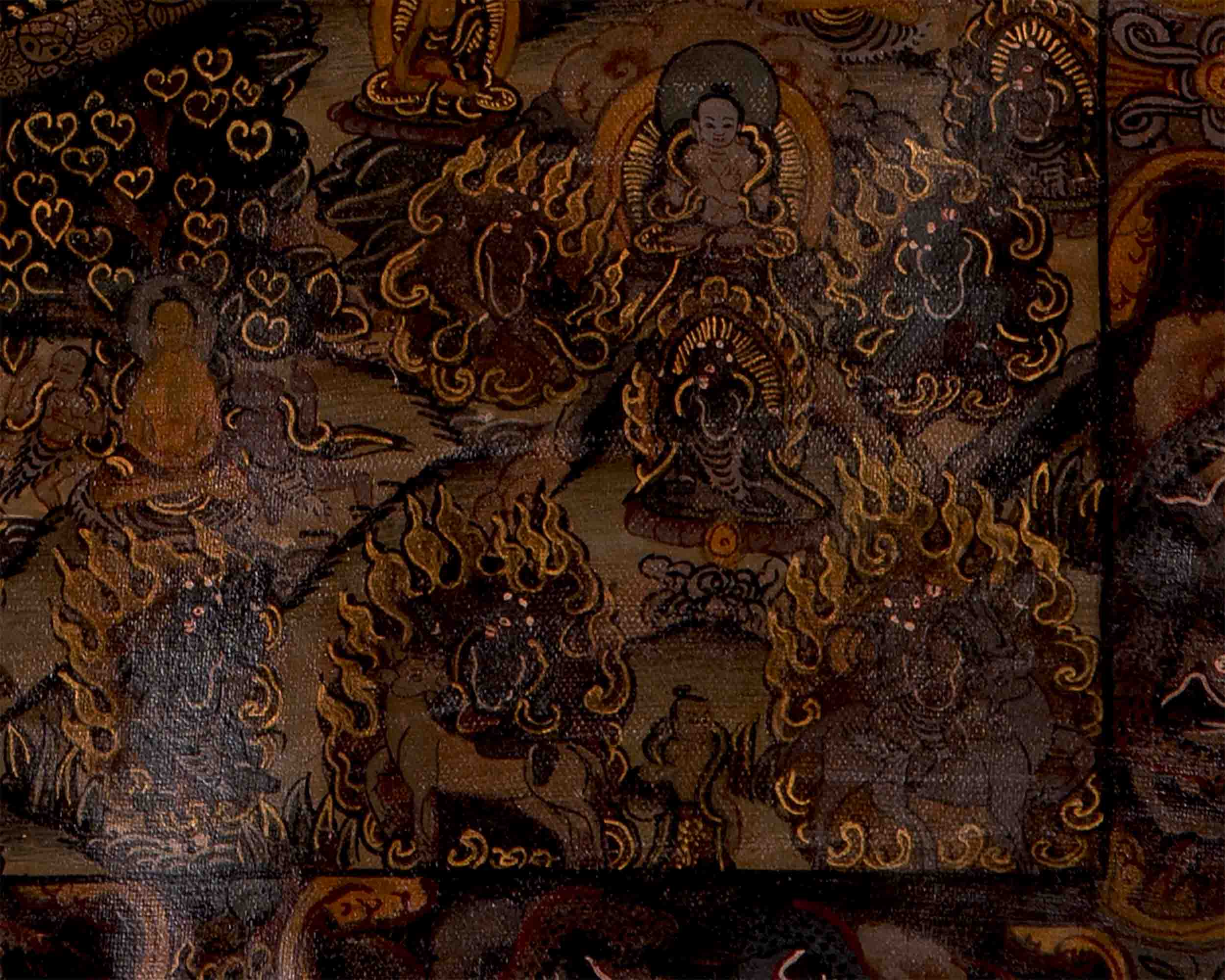 Oil Varnished Heruka Mandala | Wall Hanging Canvas Art