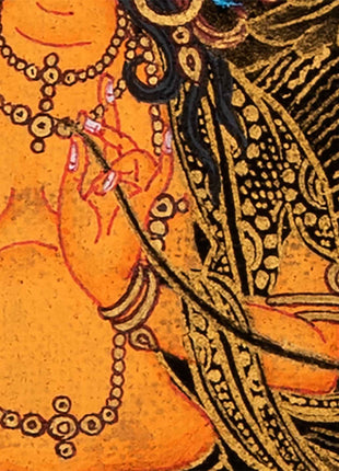 Wisdom Deity Manjushri Thangka | Tibetan Bodhisattva Art in Small Size