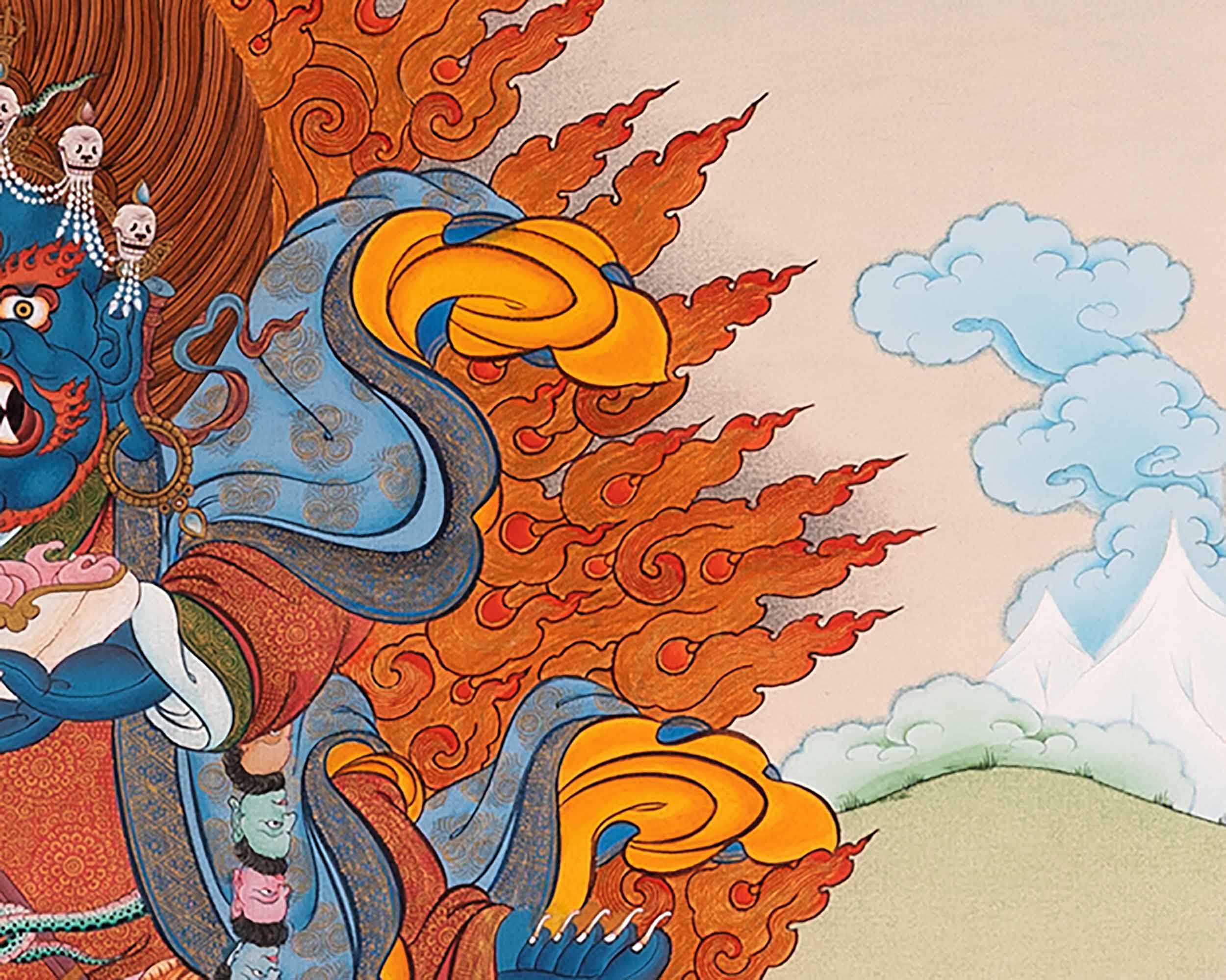 Hand Painted Mahakala Thangka Painting | Tibetan Mahakala Art For Buddhist Practice