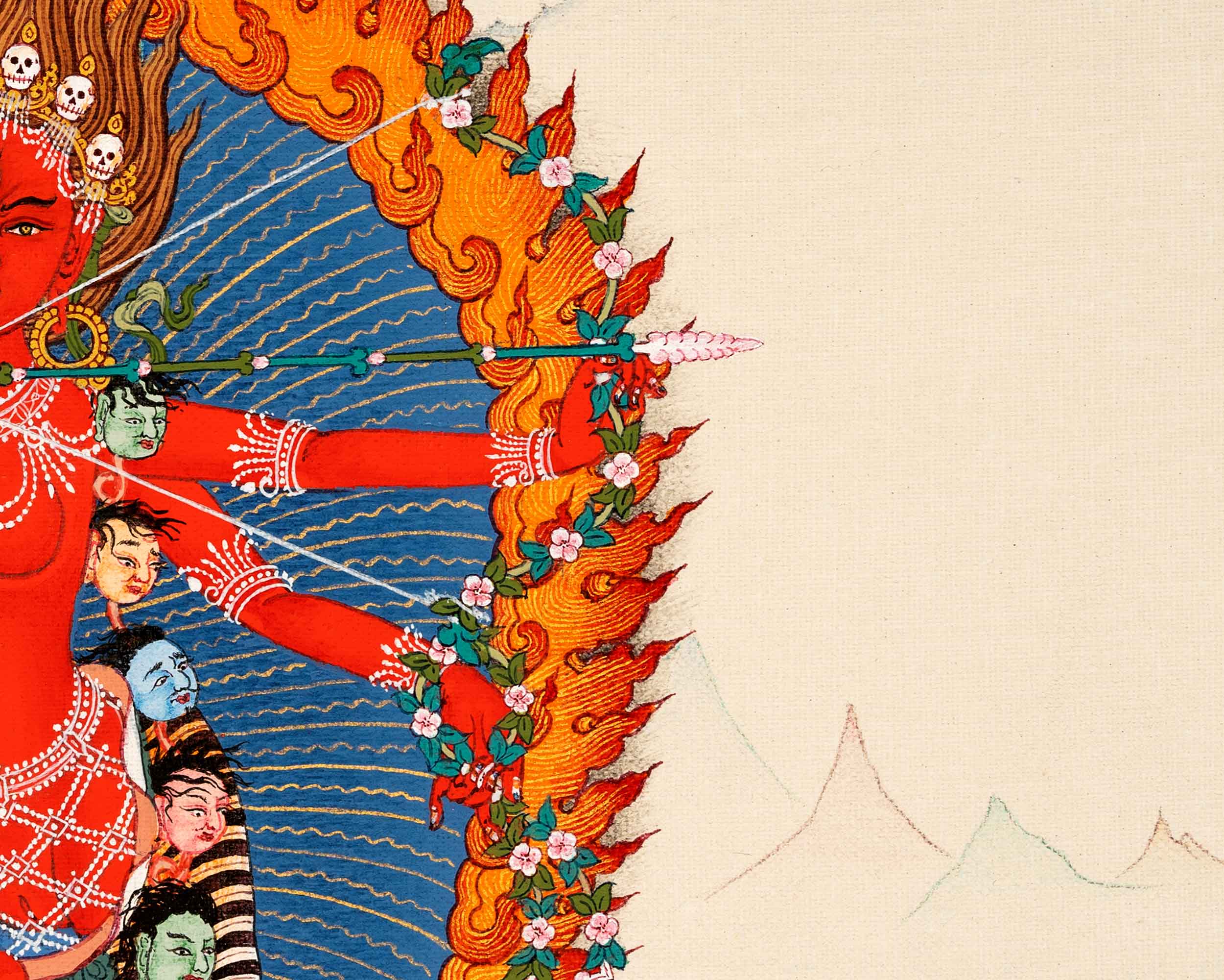 Small Kurukulla Thangka, Traditionally Hand Painted Buddhist Dakini