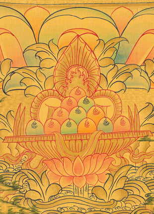 Shakyamuni Buddha Gold Thangka | Religious Tibetan Paint | Wall Decors