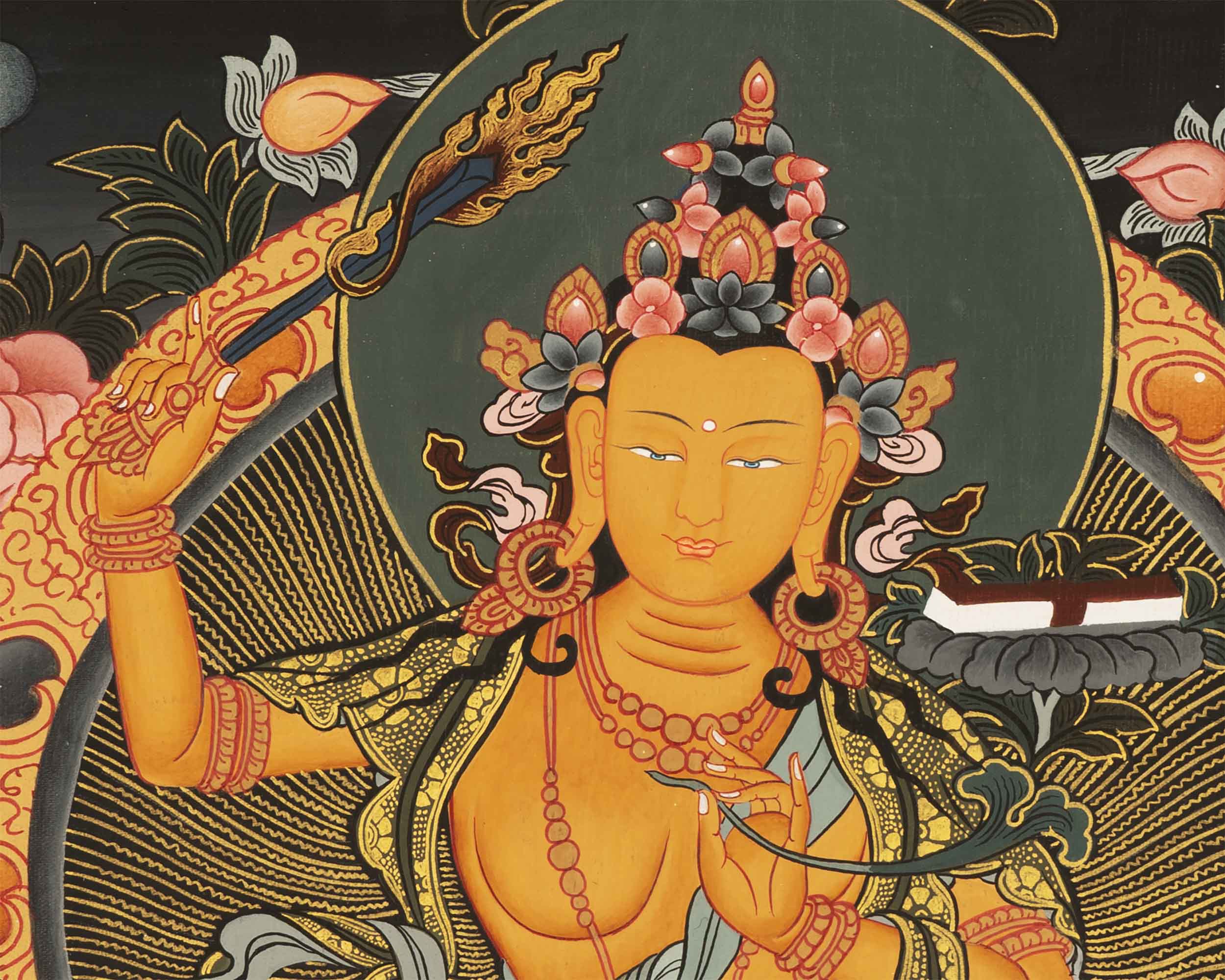 HandPainted Manjushree Thangka | Buddhist Art