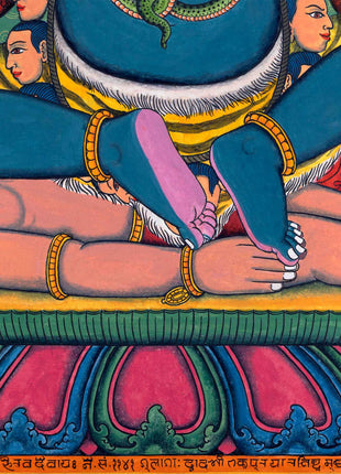 Traditional Newari Pauba Print Of 4 Armed Mahakala | High-Quality Giclee Print For Meditation