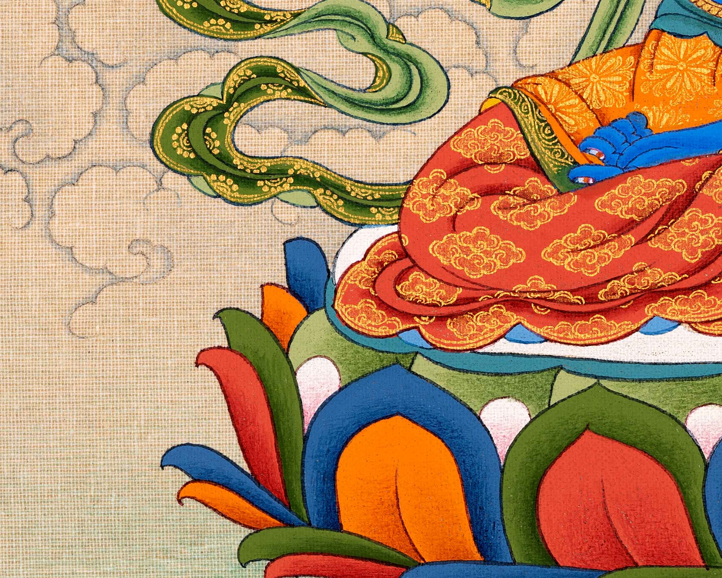 Vajradhara Buddha Thangka in Natural Stone colors