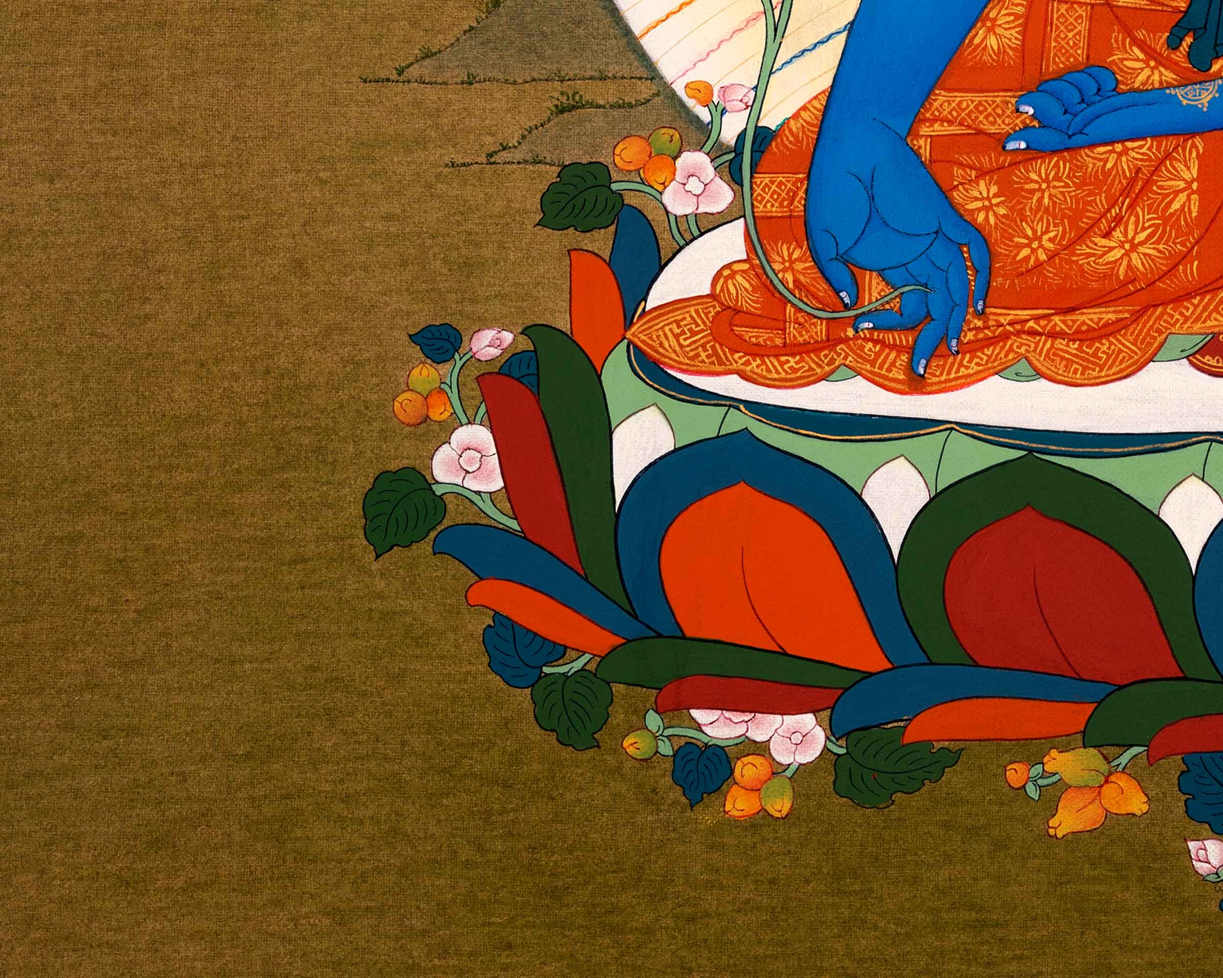Buddha Of Medicine Bhaishajyaguru Thangka | Traditional Buddhist Art