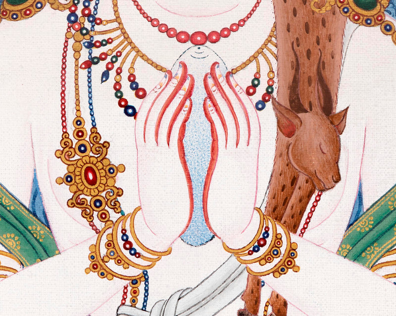 Chenrezig with Manjushri and Vajrapani Thangka | Vajrayana Print With High Quality Giclee