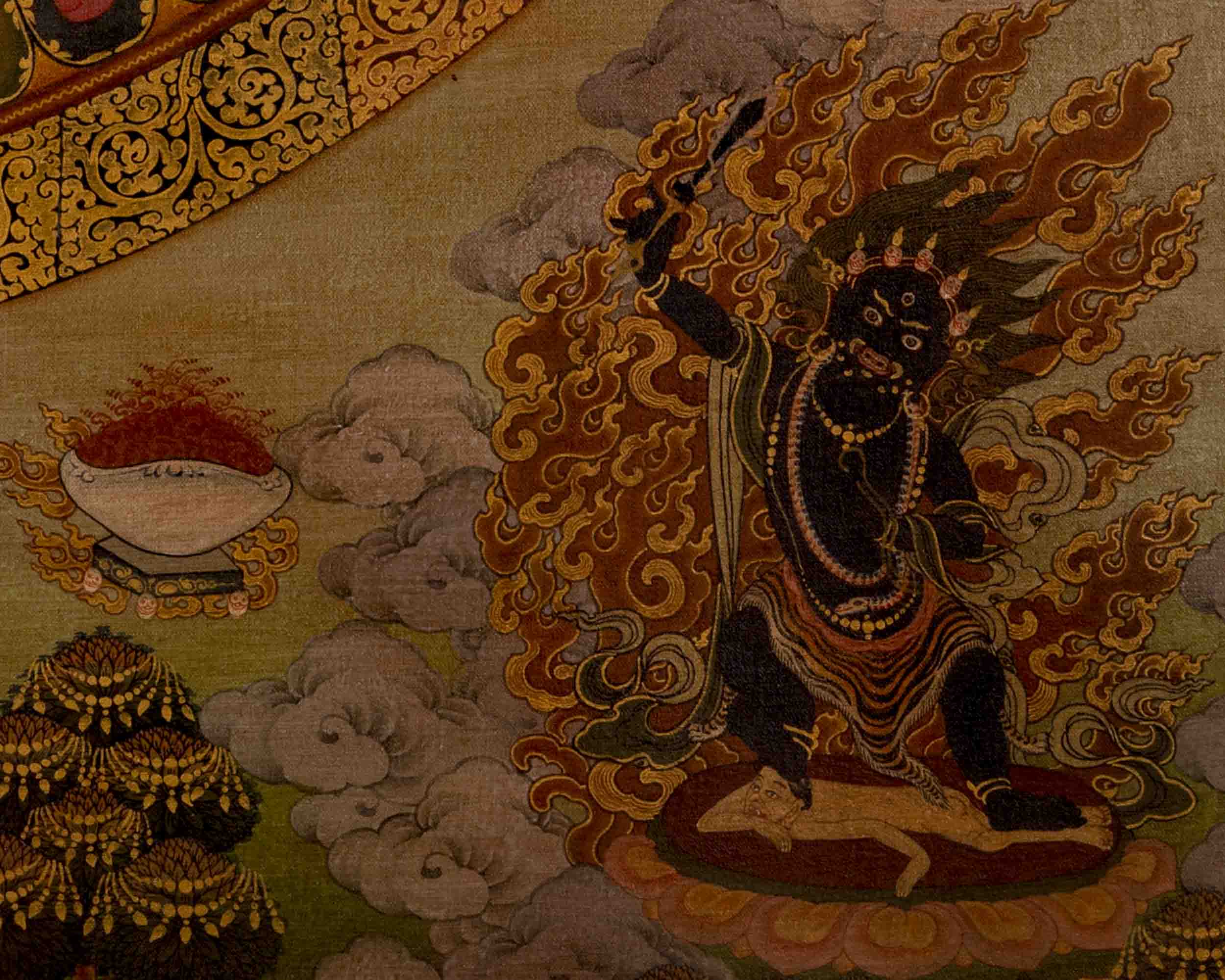 Vinatge Lokeshvara Chenresig Thangka | Traditional Artwork | Wall Decors