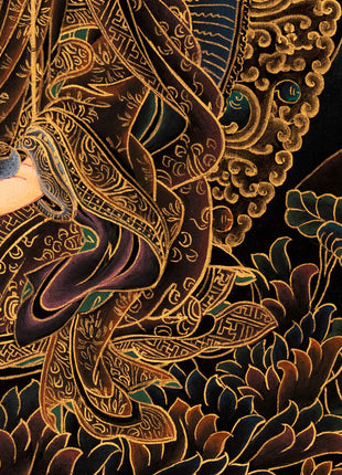 Small Gold on Black Thangka of Guru Rinpoche