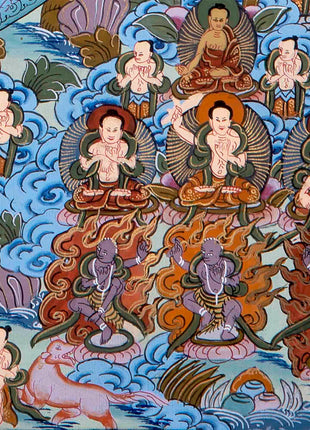 Hand-Painted Mandala Thangka With Brocade | Wall Decor Painting